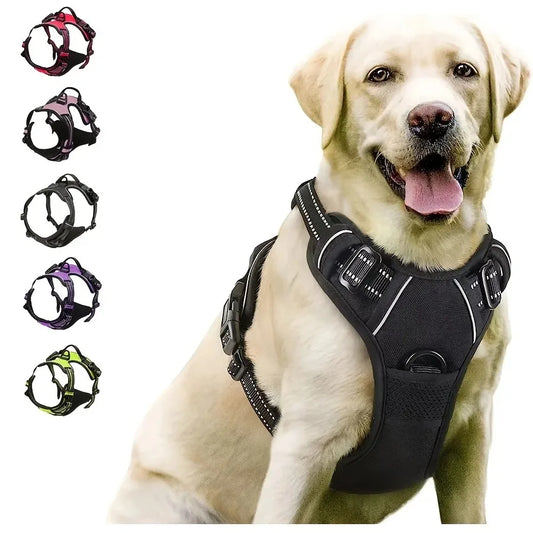 No-Pull Adjustable Dog Harness - Breathable Mesh & Reflective Safety Oxford Vest