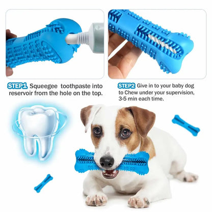 Dog Toothbrush Chew Toy - Durable Rubber Dental Care & Plaque Control Brush