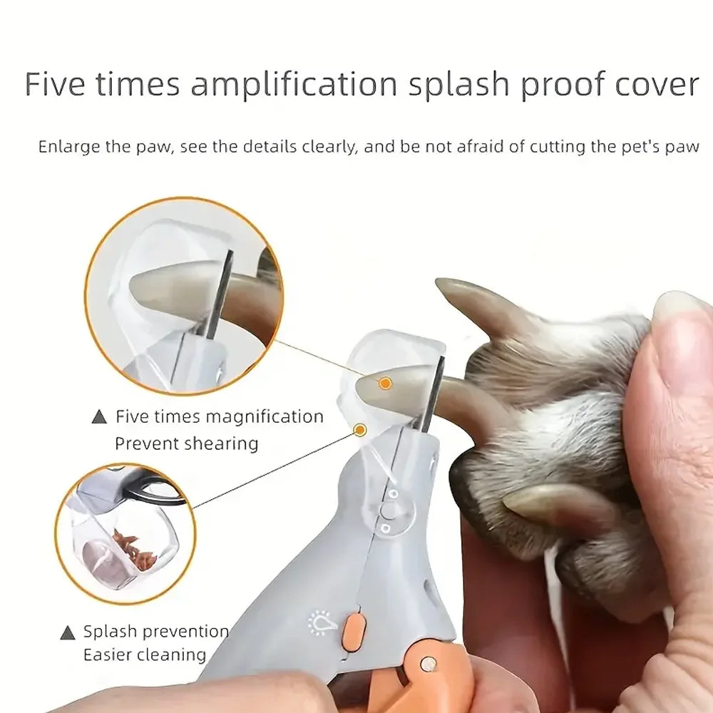 Professional Pet Nail Clipper with LED Light - Precision Safety Trimmer to Prevent Over-Cutting
