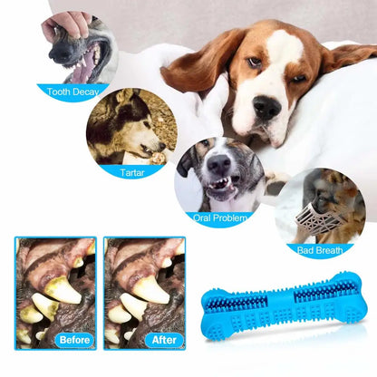 Dog Toothbrush Chew Toy - Durable Rubber Dental Care & Plaque Control Brush