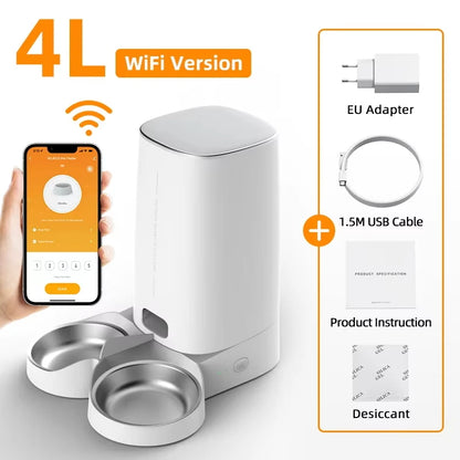 Smart Automatic Pet Feeder - Wi-Fi Enabled App Control with Scheduled Feeding & Portion Timer