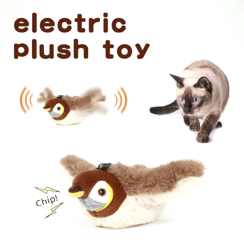 Interactive Chirping Bird Cat Toy - Motion-Activated Flapping Wings & USB Rechargeable