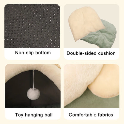 Plush Cat Cave Bed - Self-Warming Covered Nest for Indoor Cats & Small Dogs