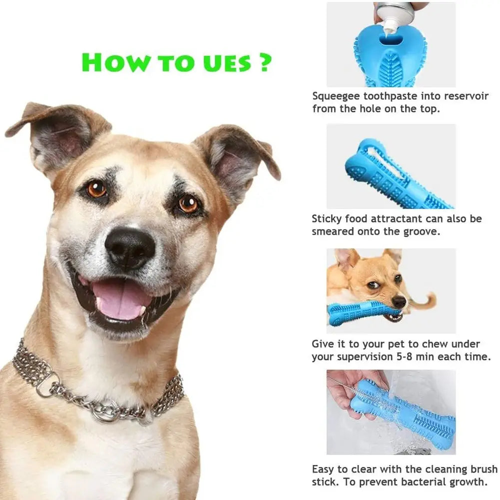 Dog Toothbrush Chew Toy - Durable Rubber Dental Care & Plaque Control Brush