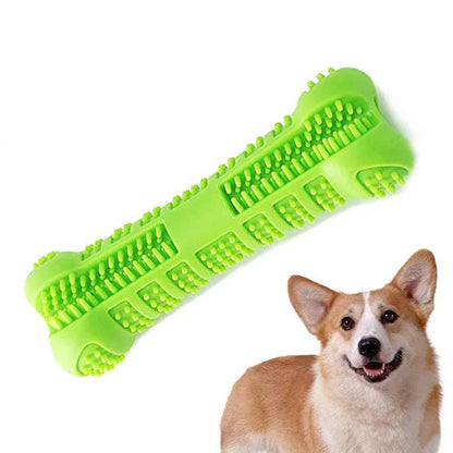 Dog Toothbrush Chew Toy - Durable Rubber Dental Care & Plaque Control Brush
