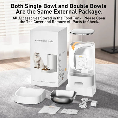 Smart Automatic Pet Feeder - Wi-Fi Enabled App Control with Scheduled Feeding & Portion Timer
