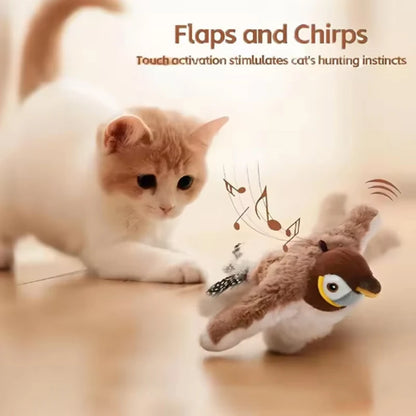 Interactive Chirping Bird Cat Toy - Motion-Activated Flapping Wings & USB Rechargeable
