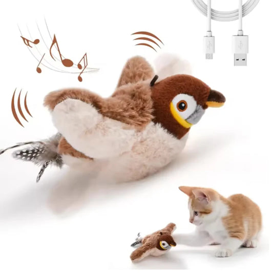 Interactive Chirping Bird Cat Toy - Motion-Activated Flapping Wings & USB Rechargeable