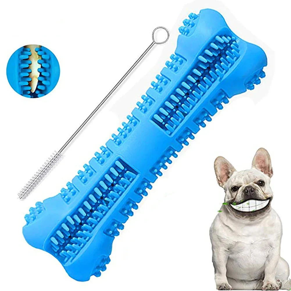 Dog Toothbrush Chew Toy - Durable Rubber Dental Care & Plaque Control Brush